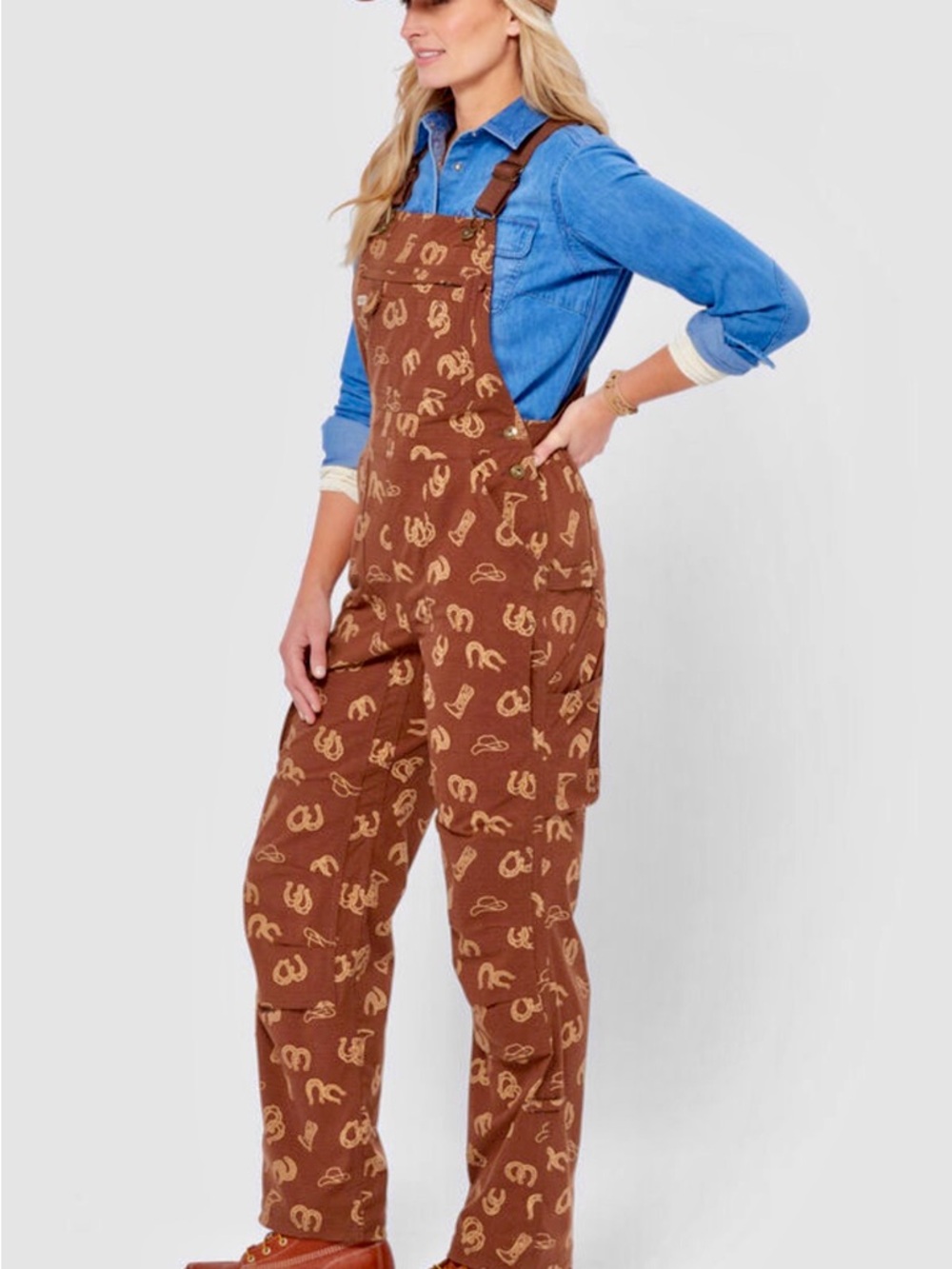 Duluth Trading Co Brown Rodeo Print Overalls